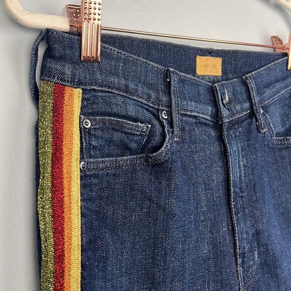Mother “the insider crop” Swept away glitter racer size 28 cropped jeans - Picture 3 of 11